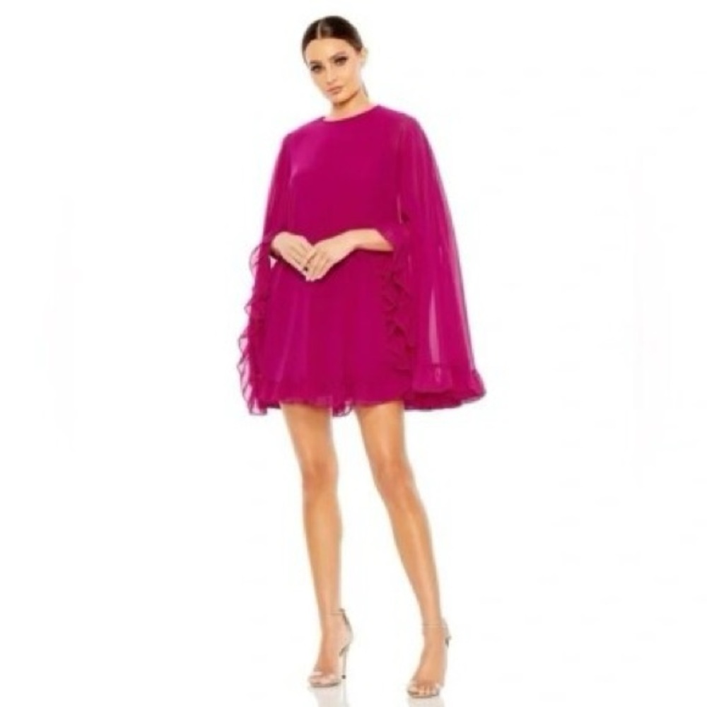 Women's Fuchsia Flowing Ruffle-Hem Dress - Picture 3 of 5